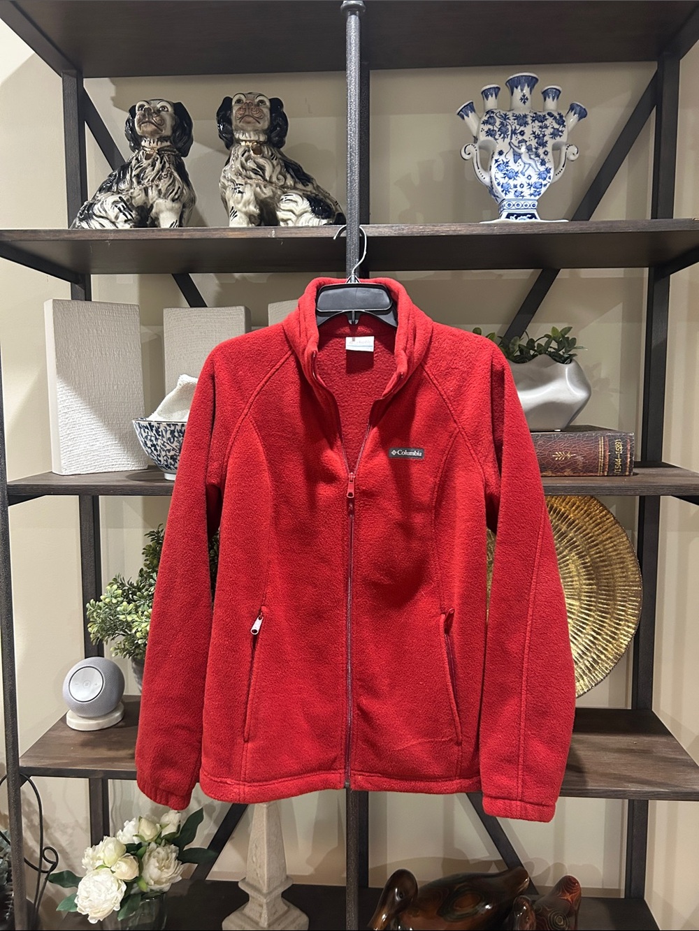Columbia Women's large Bright Red Full-Zip Teddy Fleece Jacket